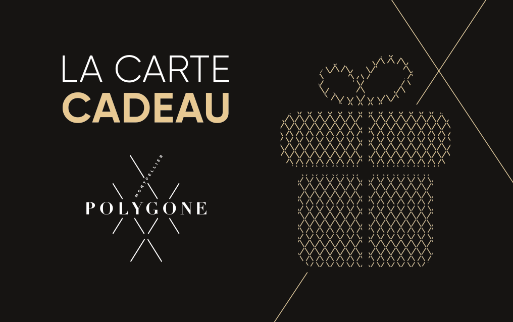 La carte cadeau Polygone Montpellier, noire et dorée
