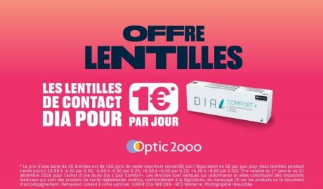 Lentilles de contact à 1€ par jour chez Optic 2000