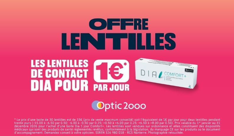 Lentilles de contact à 1€ par jour chez Optic 2000
